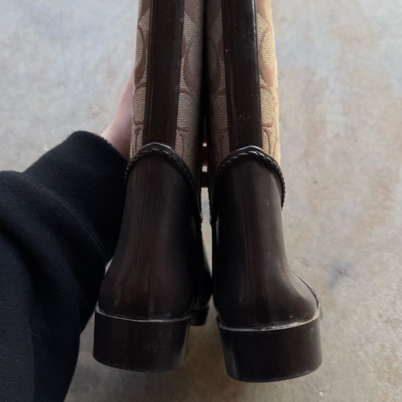 Coach Tristee Signature Lace-Up Rain Boots - Brown - Picture 8 of 12